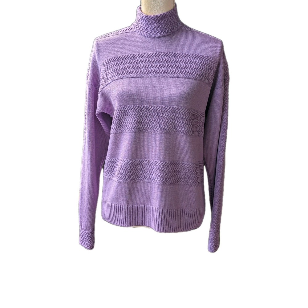 Skene St John Women's Sweater Lavender Size M Mock Neck With Zipper Long Sleeves